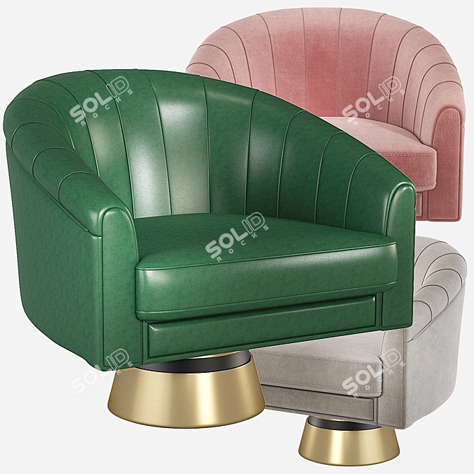 Elegant Bogarde Armchair: Velvet & Leather 3D model image 7