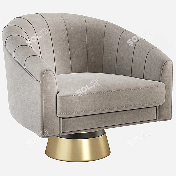 Elegant Bogarde Armchair: Velvet & Leather 3D model image 11
