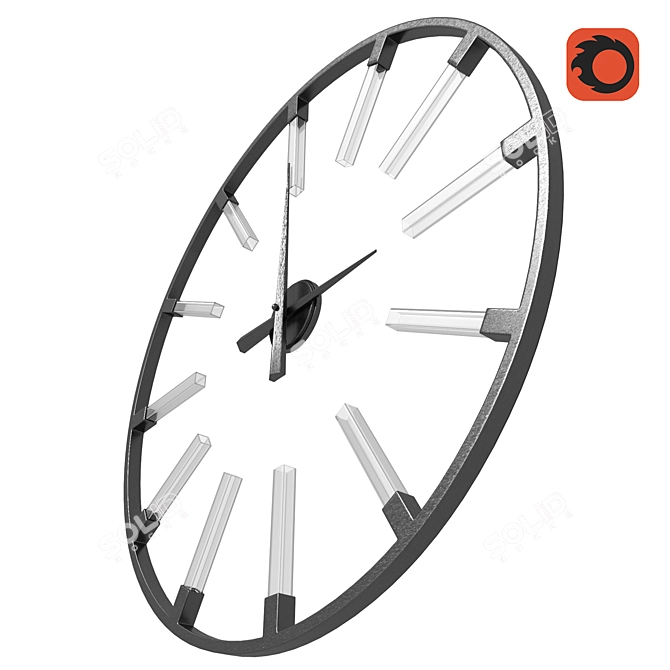 Elegant Silver Wall Clock 3D model image 3