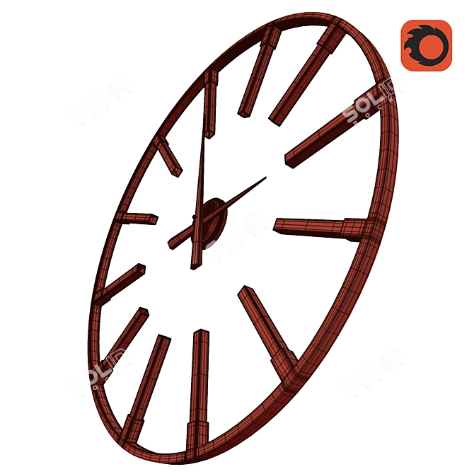 Elegant Silver Wall Clock 3D model image 4