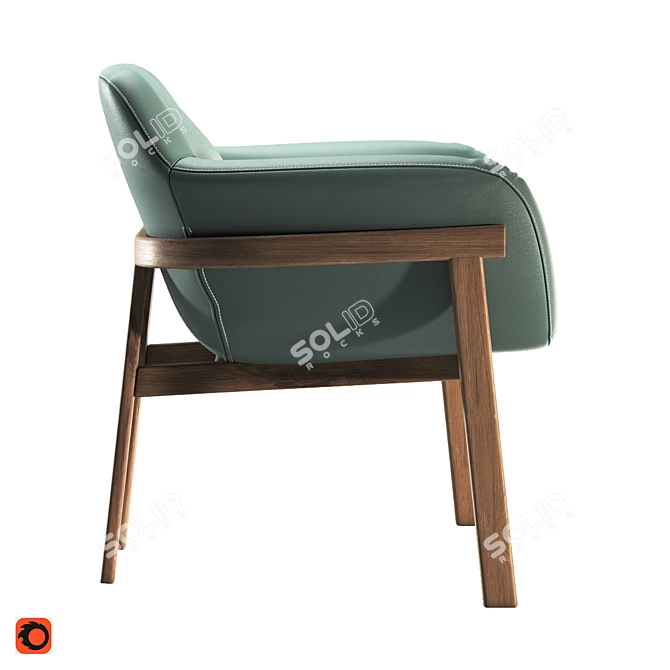 Elegant Irene Wood-Framed Chair 3D model image 3