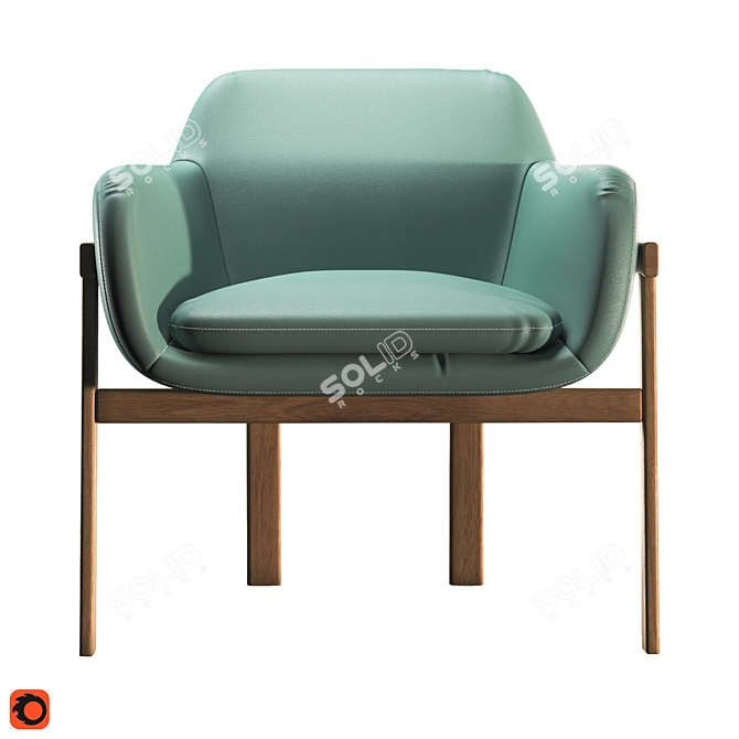 Elegant Irene Wood-Framed Chair 3D model image 4