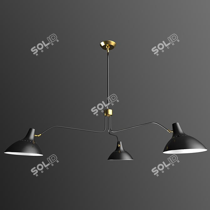 Elegant Black Chandelier by Visual Comfort & Co 3D model image 1