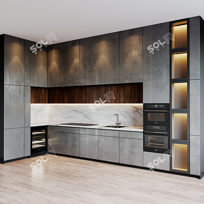 Title: Modern Kitchen Set with Appliances 3D model image 2