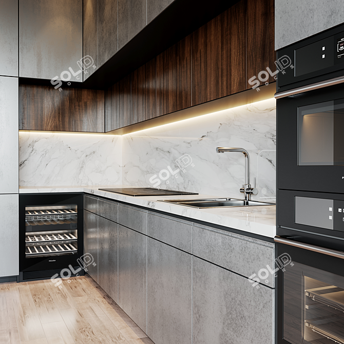 Title: Modern Kitchen Set with Appliances 3D model image 4