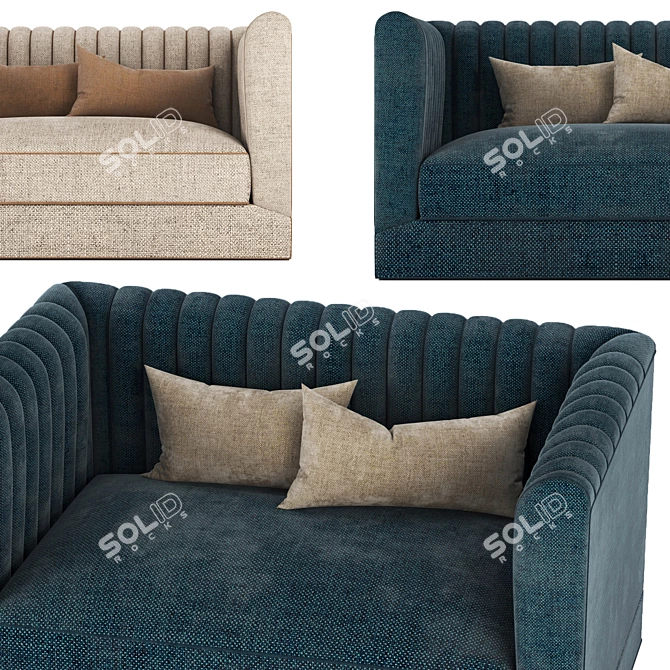 Elegant Fabric Sofa 3D model image 3