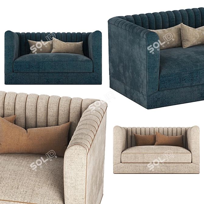 Elegant Fabric Sofa 3D model image 4