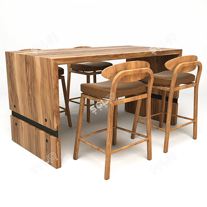 Elegant Clover Dining Set 3D model image 2