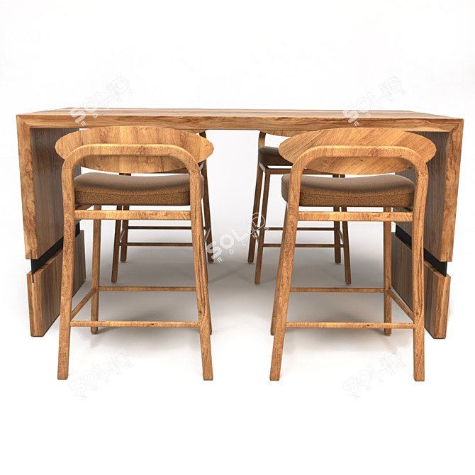 Elegant Clover Dining Set 3D model image 4