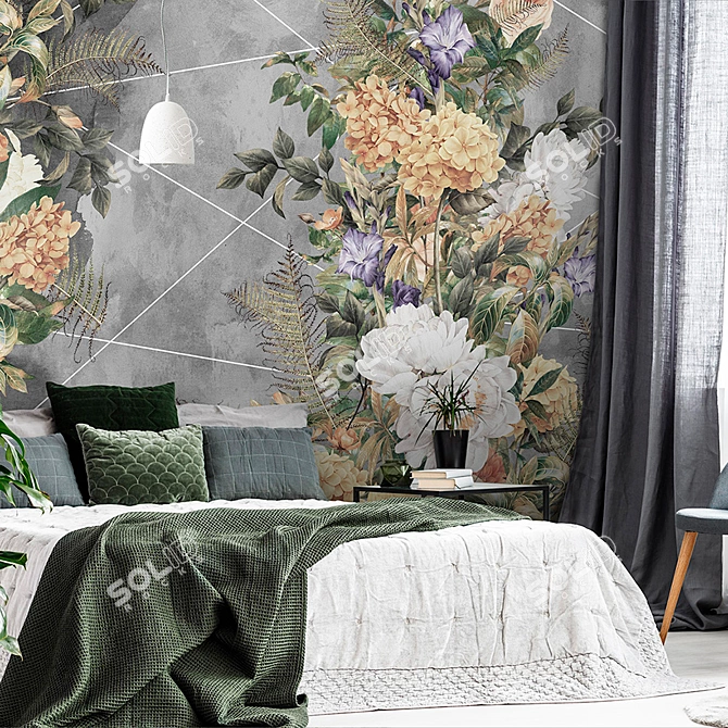 Fioritura: Airy Floral Wallpaper 3D model image 3