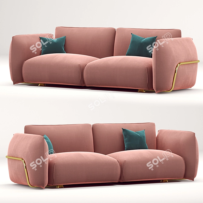 Dion Velvet 3 Seater Sofa 3D model image 1