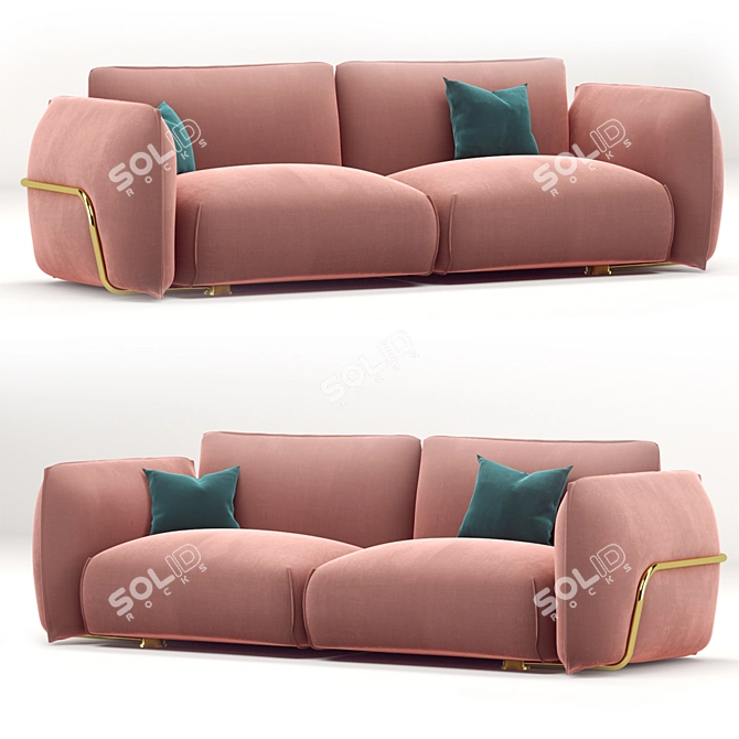 Dion Velvet 3 Seater Sofa 3D model image 5