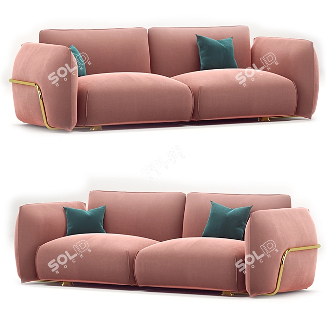 Dion Velvet 3 Seater Sofa 3D model image 6