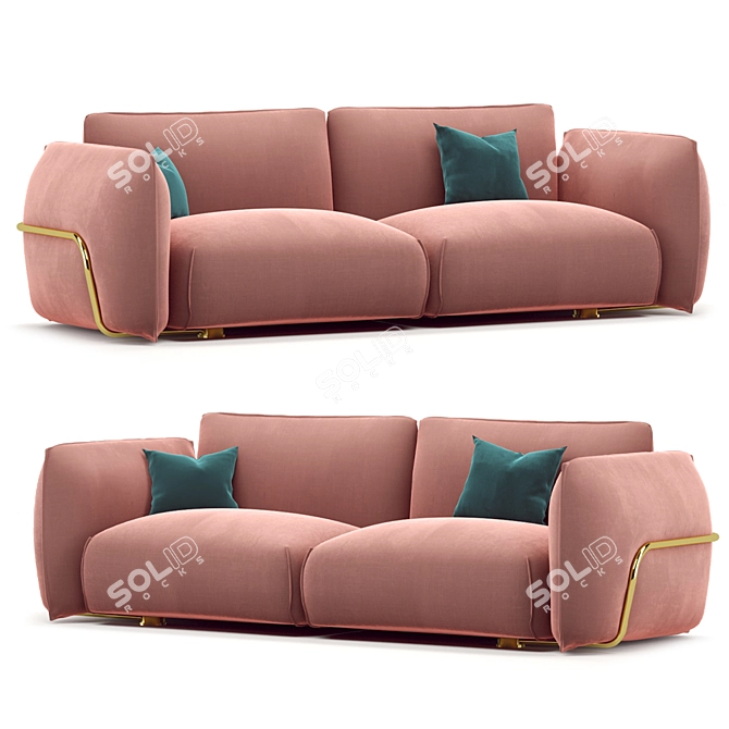 Dion Velvet 3 Seater Sofa 3D model image 8