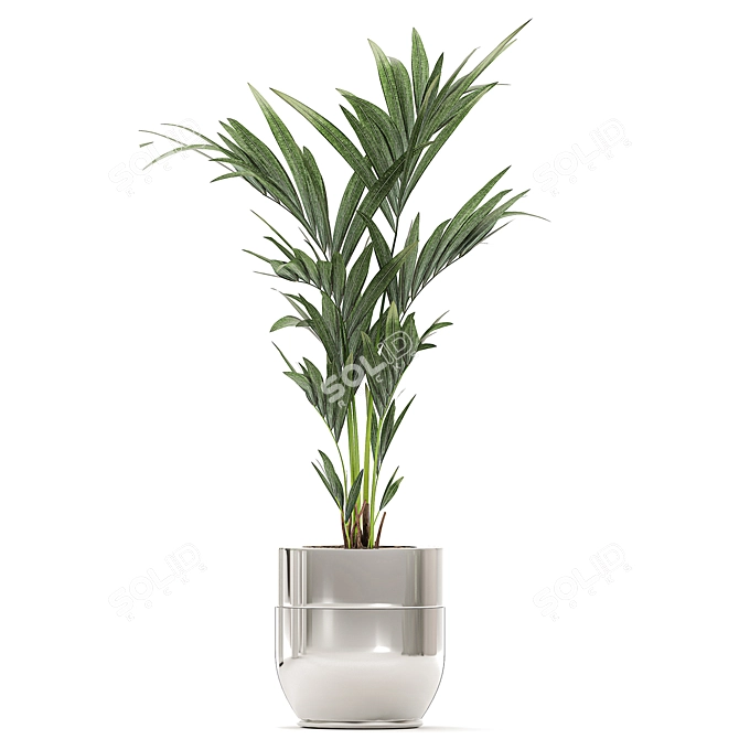 Exotic Plant Collection: Chrome Vases 3D model image 4