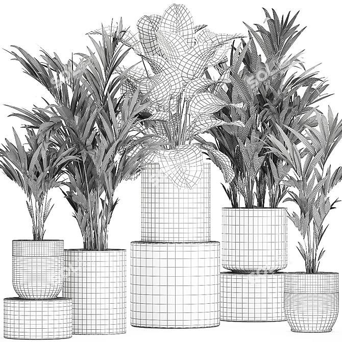 Exotic Plant Collection: Chrome Vases 3D model image 5