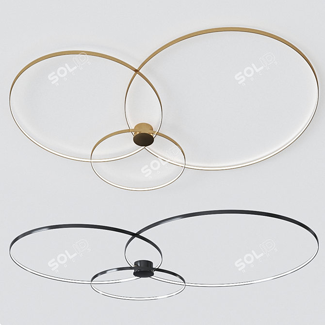 Rings LED Ceiling Lamp: Modern and Stylish 3D model image 1