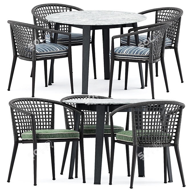 Erica 19 Chair and Ginepro Round Outdoor Table 3D model image 1