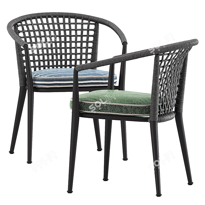 Erica 19 Chair and Ginepro Round Outdoor Table 3D model image 4