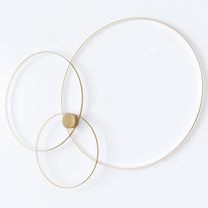 Rings LED Wall Lamp: Modern Aluminum and Brass Design 3D model image 1
