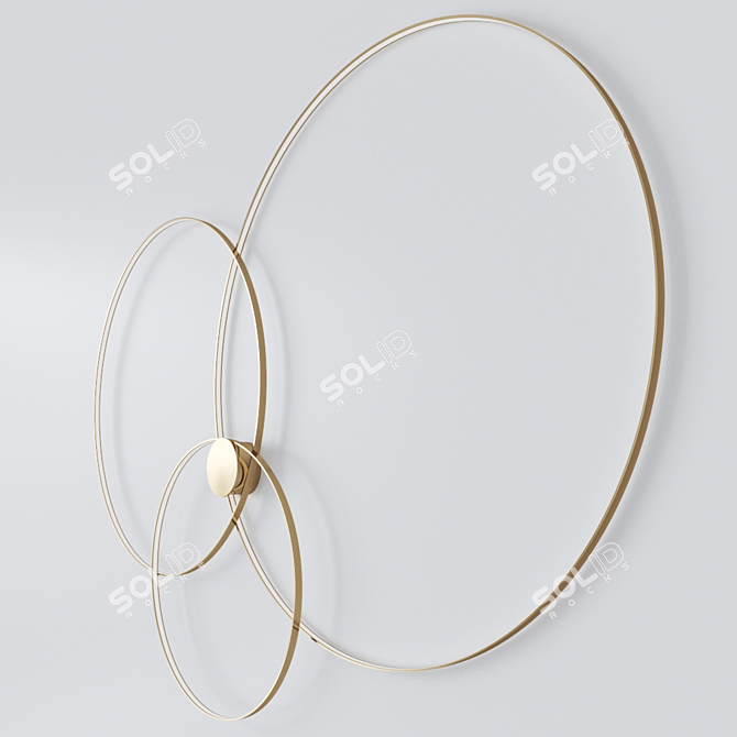 Rings LED Wall Lamp: Modern Aluminum and Brass Design 3D model image 2