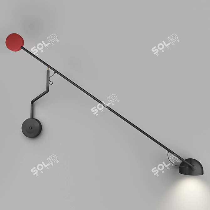 Sleek Black Metal LED Ceiling Light 3D model image 1