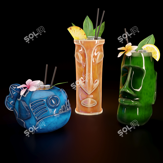 Tropical Tiki Glass Set 3D model image 3