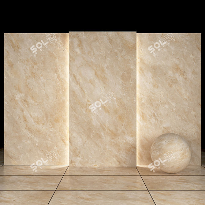 Cream Ivory Marble: Textured Slabs & Tiles 3D model image 2