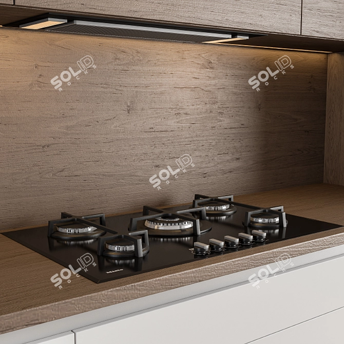 Modern White and Wood Kitchen 32 3D model image 3