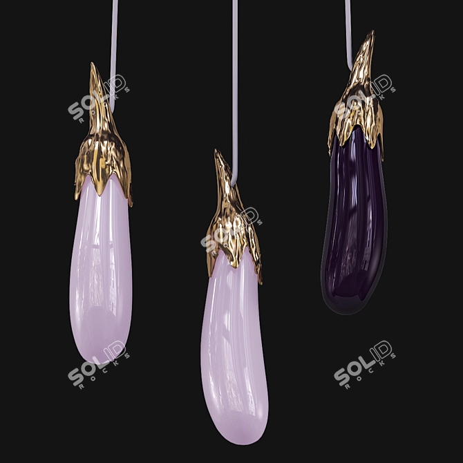 Elegant Eggplant Chandelier 3D model image 1