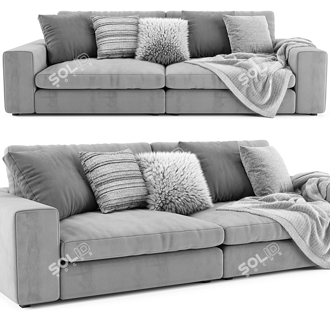 Modern Beta 2 Seater Modular Sofa 3D model image 1