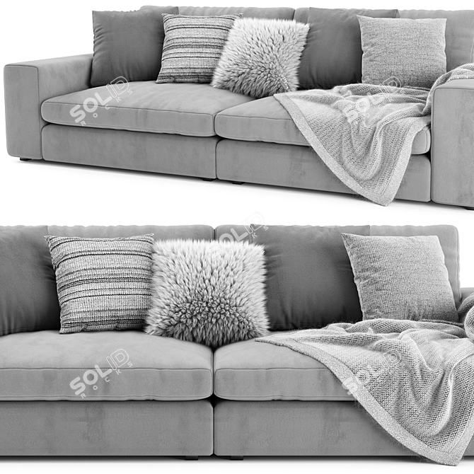 Modern Beta 2 Seater Modular Sofa 3D model image 3