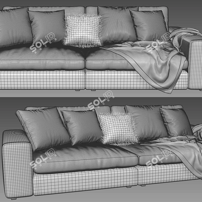 Modern Beta 2 Seater Modular Sofa 3D model image 4