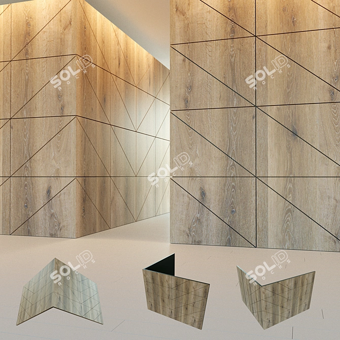 Wooden Corner Wall Panel 3D model image 1