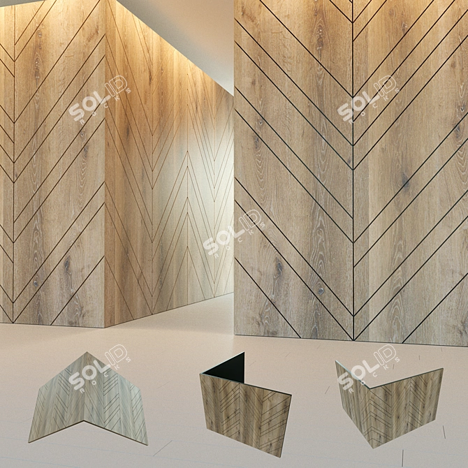 Wooden 3D Corner Wall Panel 3D model image 1