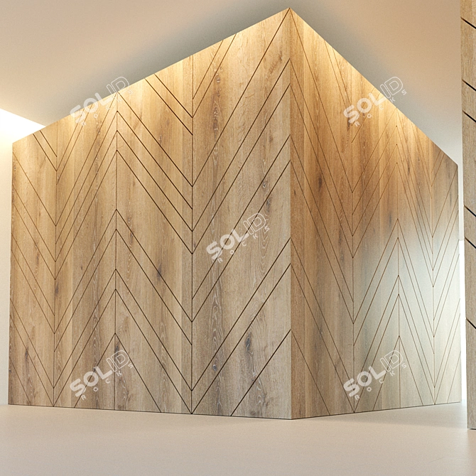 Wooden 3D Corner Wall Panel 3D model image 2