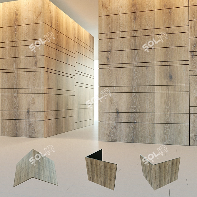 Wooden Corner Wall Panel 3D model image 1