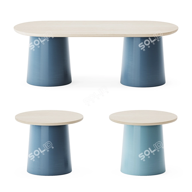 Sleek Thimble Coffee Table Set 3D model image 1