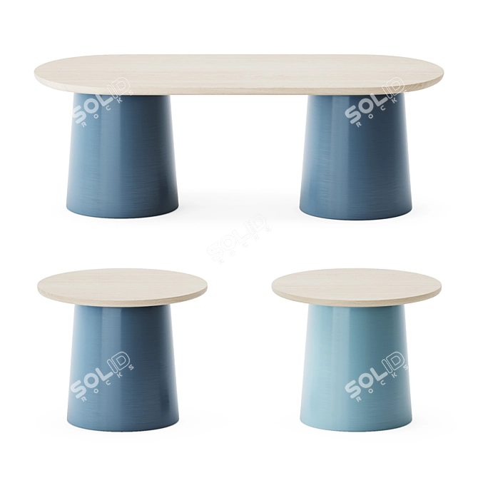Sleek Thimble Coffee Table Set 3D model image 3