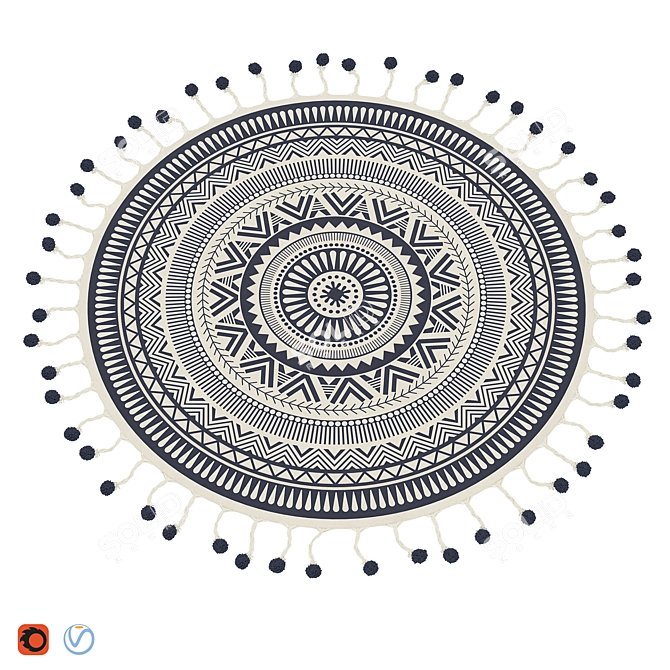 Contemporary Round Area Rug 3D model image 1