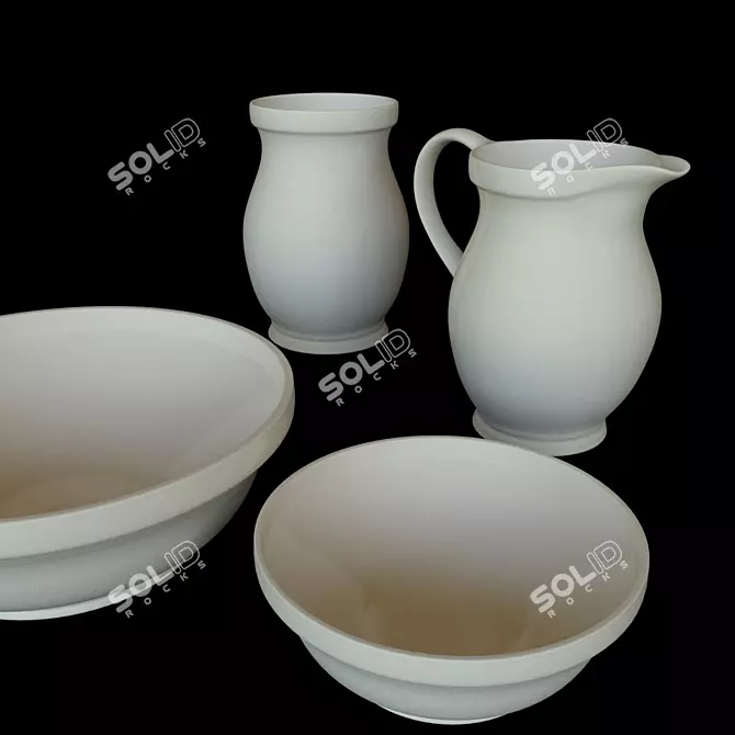 Elegant Ceramic Dish Set 3D model image 1