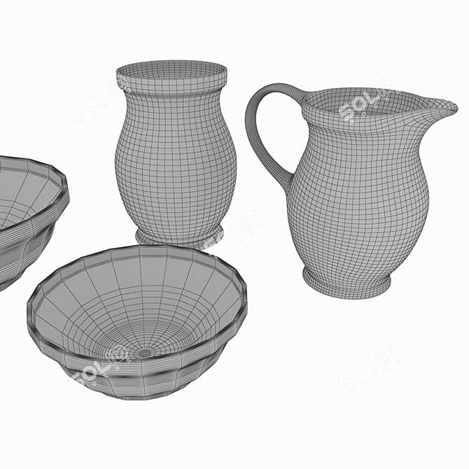 Elegant Ceramic Dish Set 3D model image 4