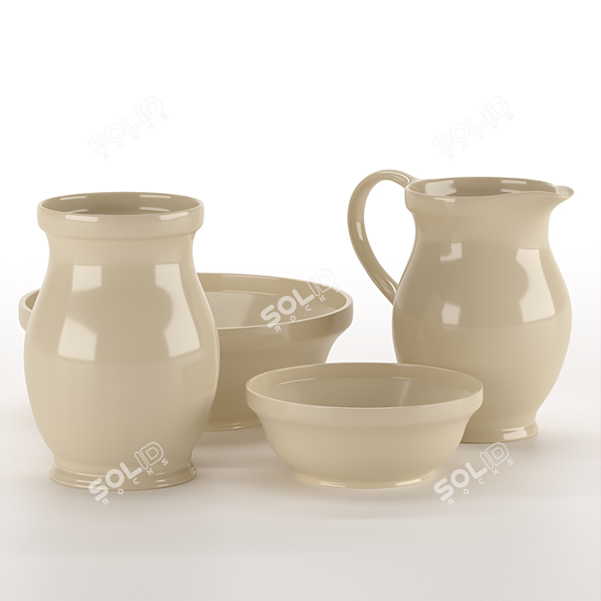 Elegant Ceramic Dish Set 3D model image 5