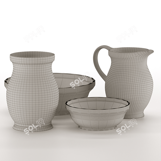 Elegant Ceramic Dish Set 3D model image 6