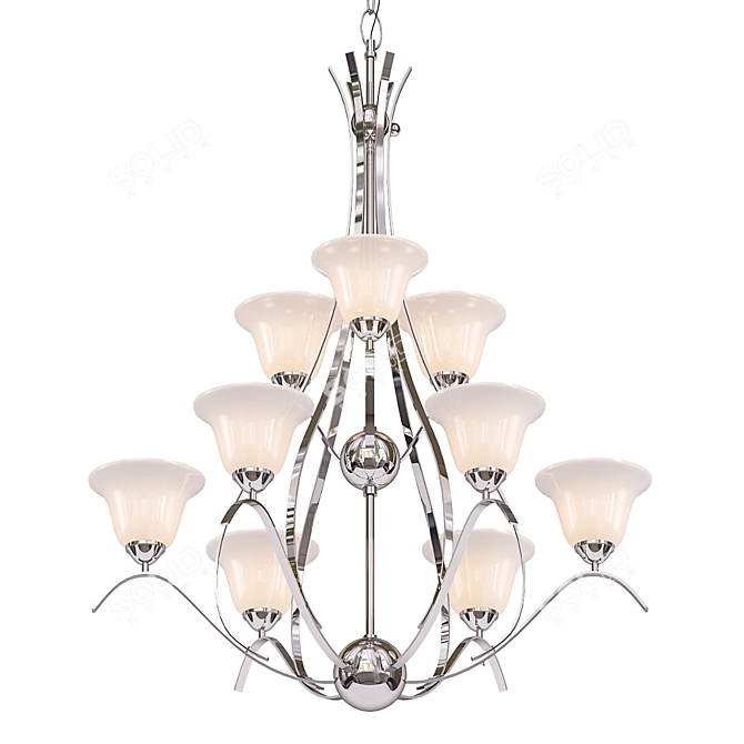 Dover 9-Light Chandelier with Etched Glass 3D model image 1