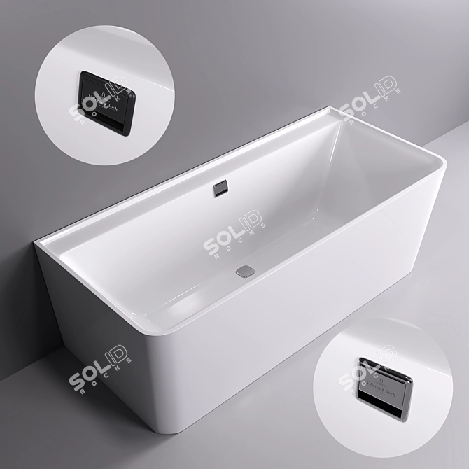 Elegant Wall-Mounted Bathtub 3D model image 2