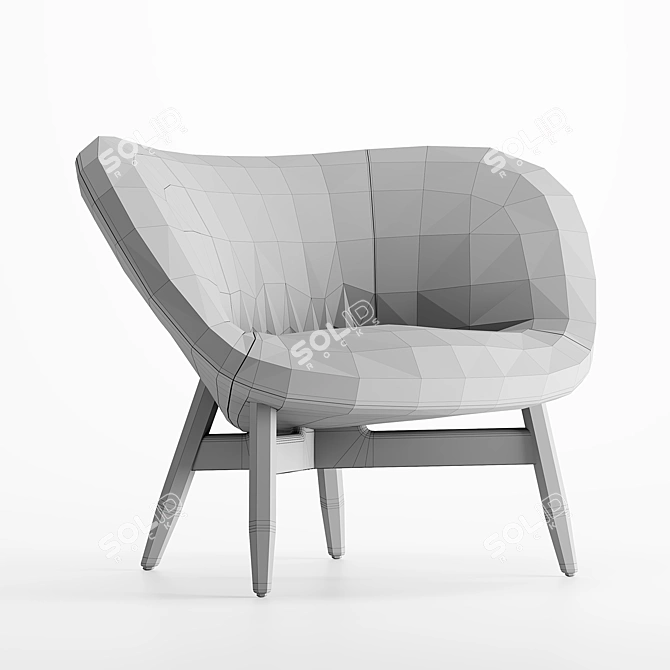 Contemporary Wood Lounge Chair 3D model image 5