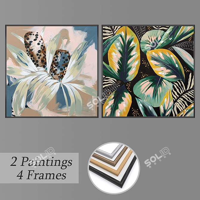 Modern Wall Art Set with Multiple Frame Options 3D model image 1