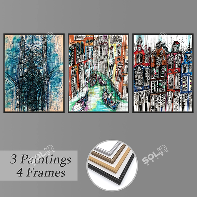 Elegant Wall Art Set 3D model image 1