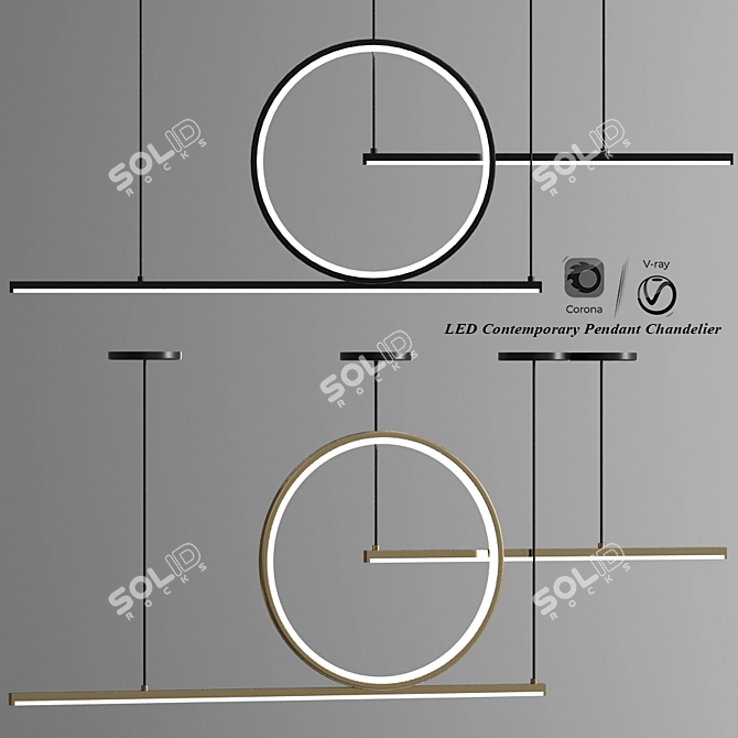 Modern LED Pendant Chandelier 3D model image 1